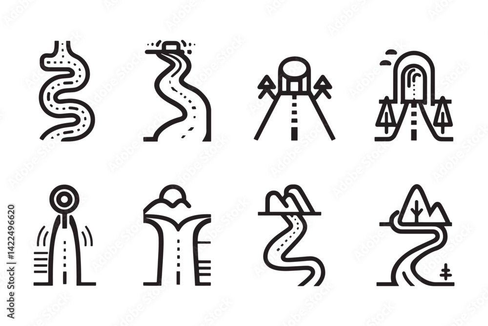 Fototapeta premium Minimalist Road Sign Icon 2D Line Art
