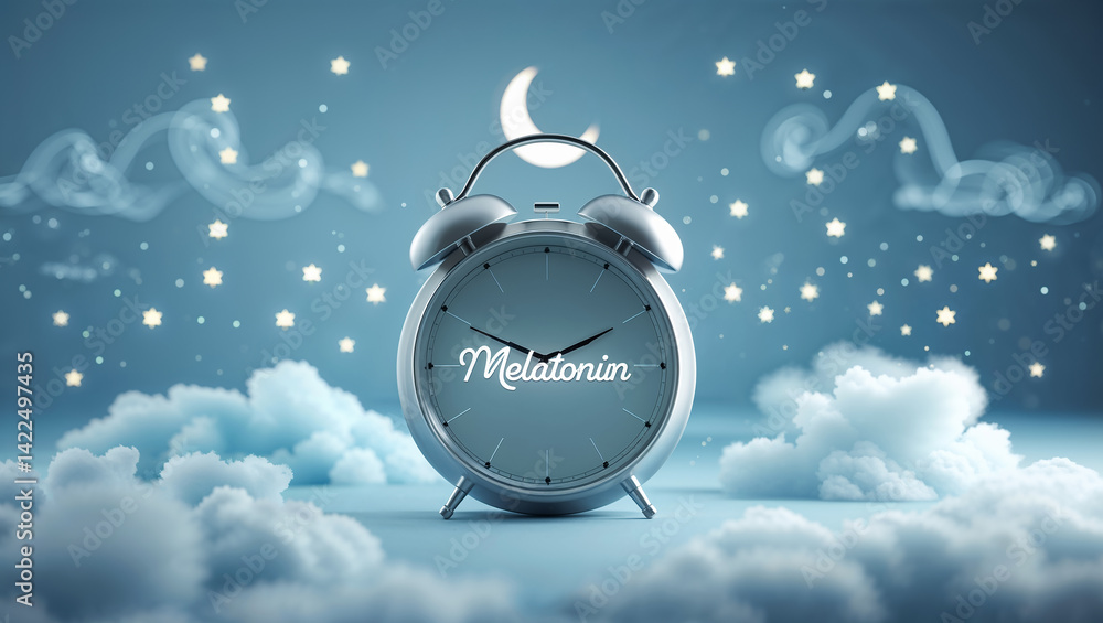 alarm clock with inscription melatonin, creative design