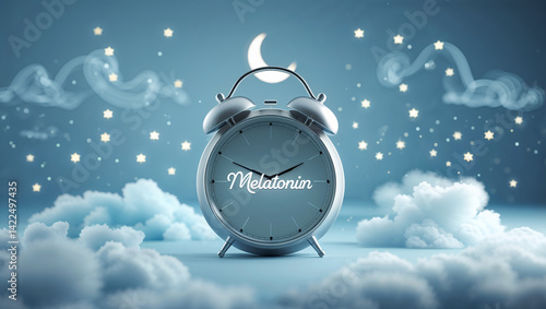 alarm clock with inscription melatonin, creative design