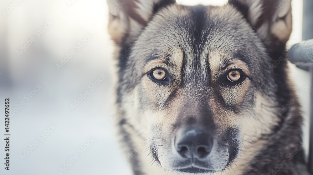 Obraz premium Close-up of a Wolf-Like Dog with Intense Gaze