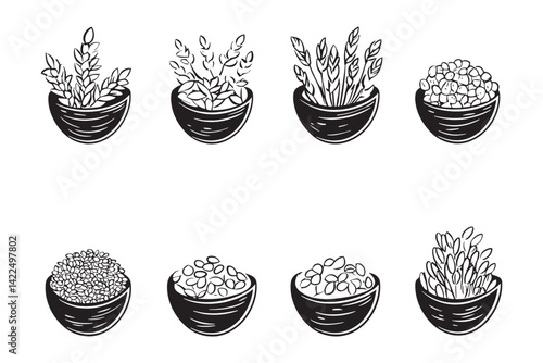 Minimalist rolled oats 2D line design