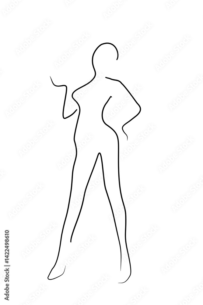 Trendy Line Art Woman Body. Minimalistic Black Lines Drawing. Female Figure Continuous One Line Abstract Drawing. Modern Minimalist Design. Naked Body Art. Vector Illustration. Trendy Line Art Woman Body. Minimalistic Black Lines Drawing. Female Figure Continuous One Line Abstract Drawing. Modern Minimalist Design. Naked Body Art. Vector Illustration.