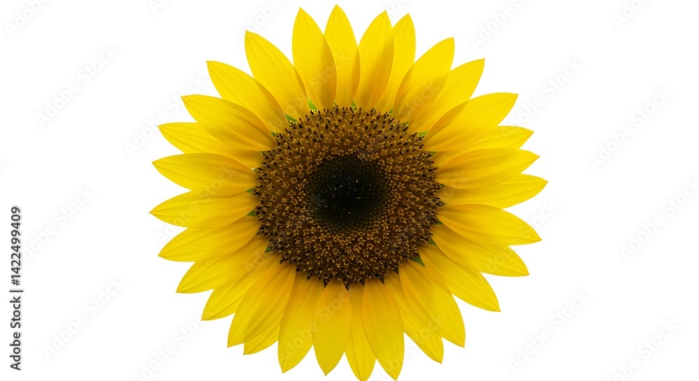 Stunning close-up of a sunflower, its golden petals radiating against a white backdrop. Stunning close-up of a sunflower, its golden petals radiating against a white backdrop.