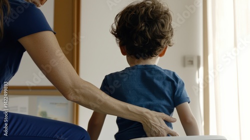 Therapist Guiding Child with Autism Through Calming Breathing Exercise