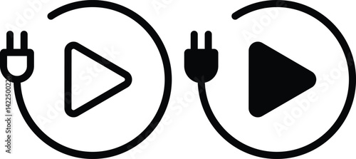 play button and plug icon illustration