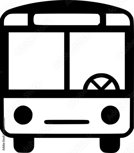 Bus icon. Black silhouette. Front view. Vector simple flat graphic illustration. Isolated object on white background. 