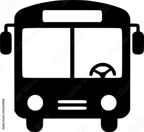 Bus icon. Black silhouette. Front view. Vector simple flat graphic illustration. Isolated object on white background. 