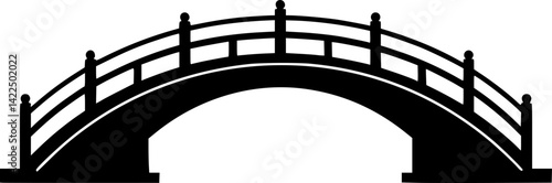 Bridge icon. Black silhouette. Front side view. Vector simple flat graphic illustration. Isolated object on a white background.