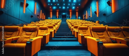 Obraz na płótnie Empty movie theater auditorium with orange seats w salonie