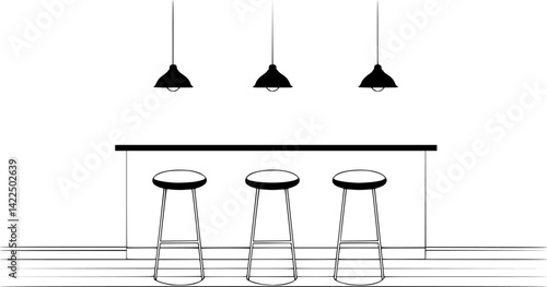 Bar counter icon. Black silhouette. Front and side view. Vector simple flat graphic illustration. Isolated object on white background. 