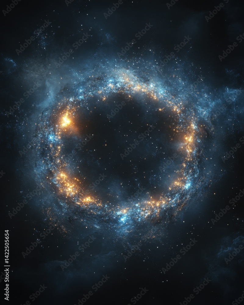 Obraz premium A swirling, celestial ring encircles a void in deep space.