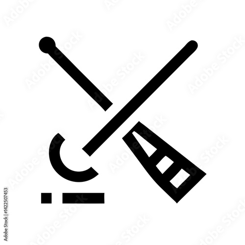 broom ball glyph flat vector icon