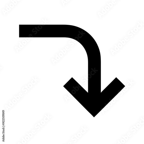 arrow turn down right glyph  flat vector icon