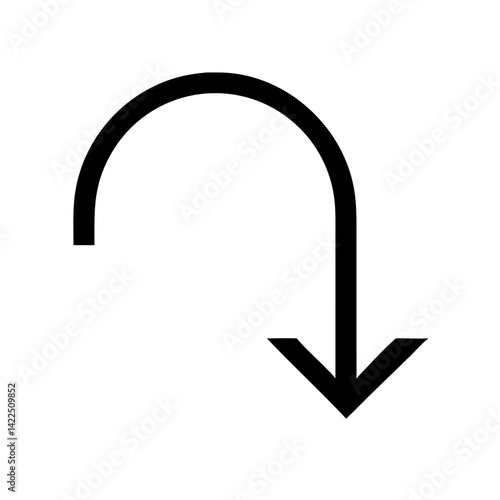 arrow turn down right glyph flat vector icon