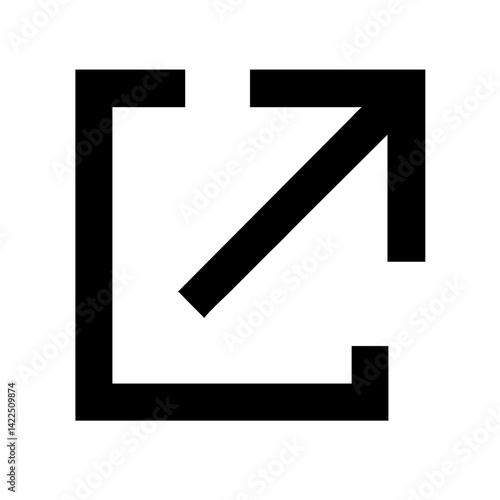 arrow up right from square glyph flat vector icon