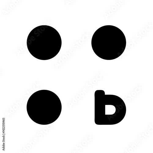 braille b glyph flat vector icon