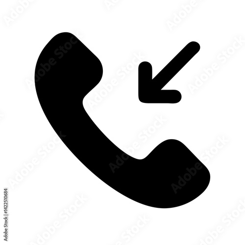 call incoming glyph flat vector icon