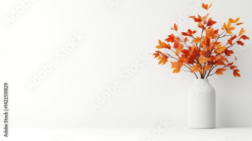 Autumnal vase arrangement on a white background