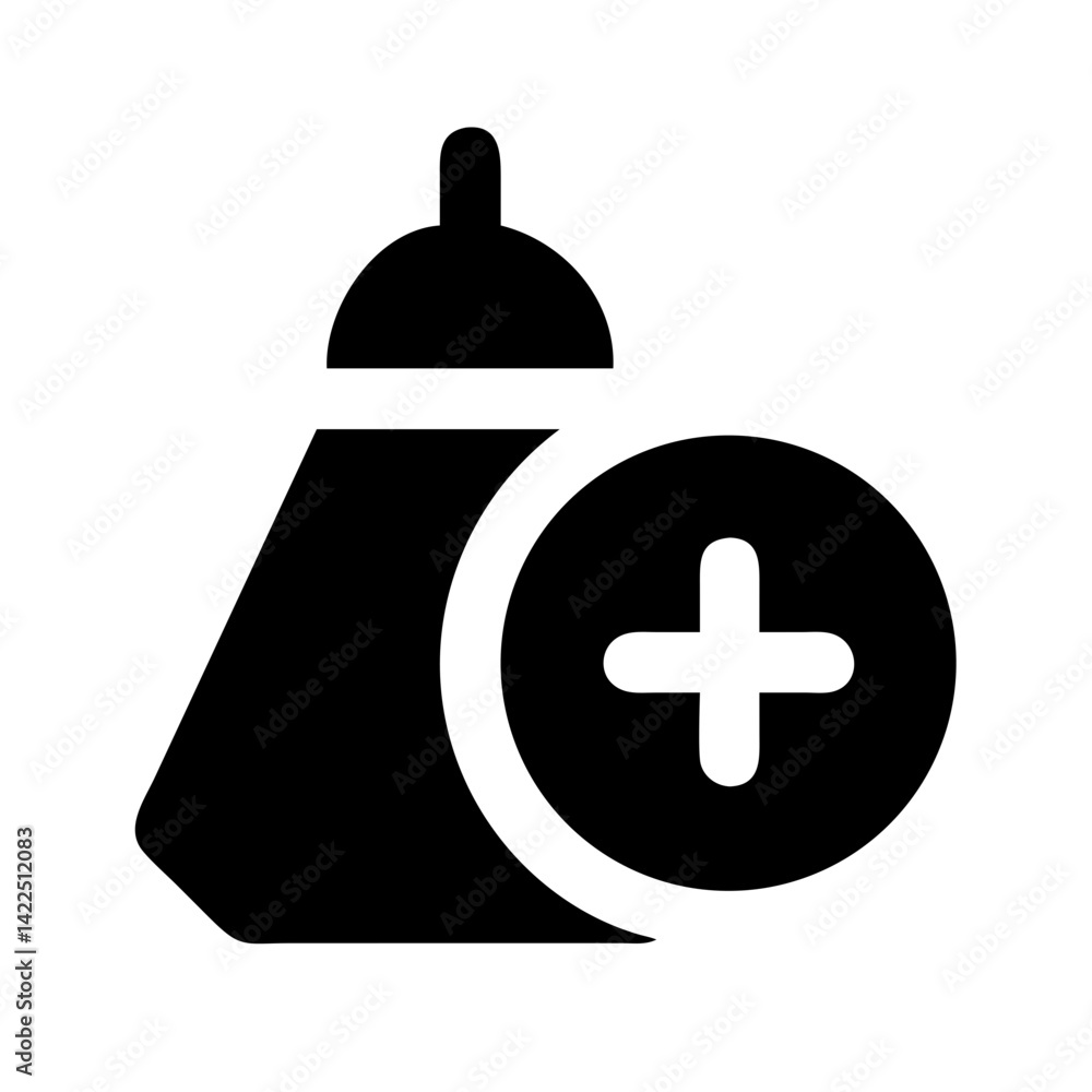Obraz premium cowbell circle plus glyph flat vector icon