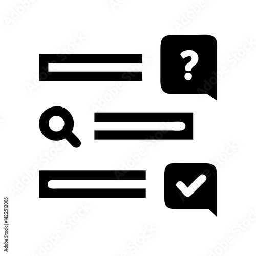 comments question check glyph  flat vector icon