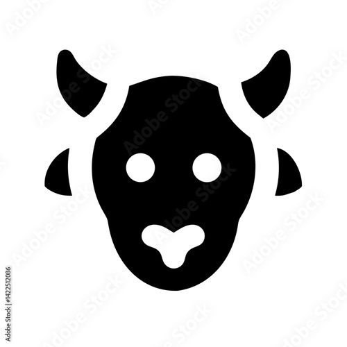 cow glyph flat vector icon