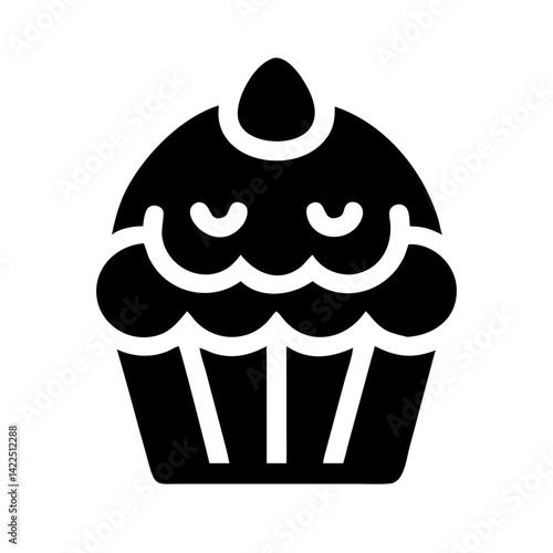 cupcake alt glyph flat vector icon