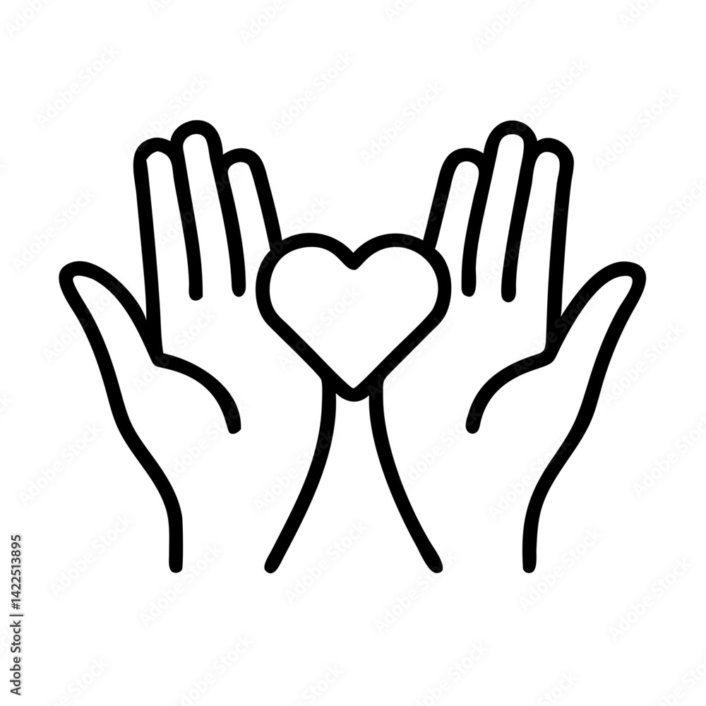 Fototapeta premium hands heart glyph flat vector icon