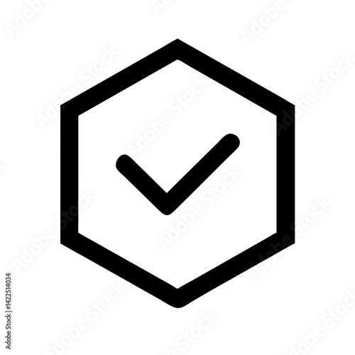 Free Download hexagon check glyph flat vector icon - GFXLoad