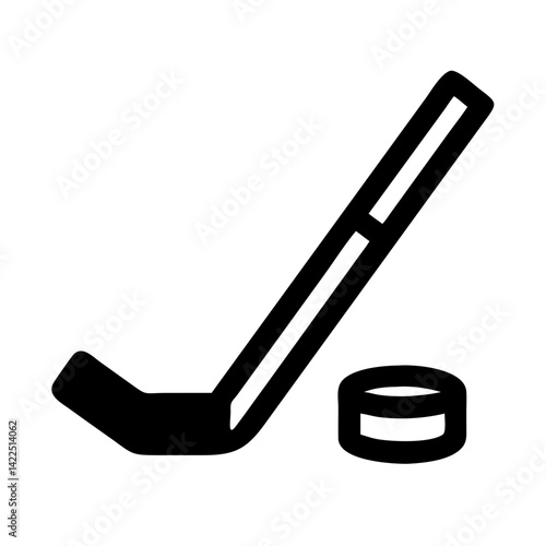 Photography hockey stick puck glyph flat vector icon