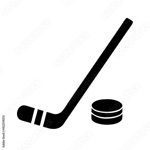 hockey stick puck glyph flat vector icon