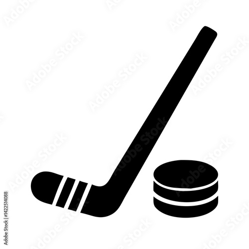 Photography hockey stick puck glyph flat vector icon