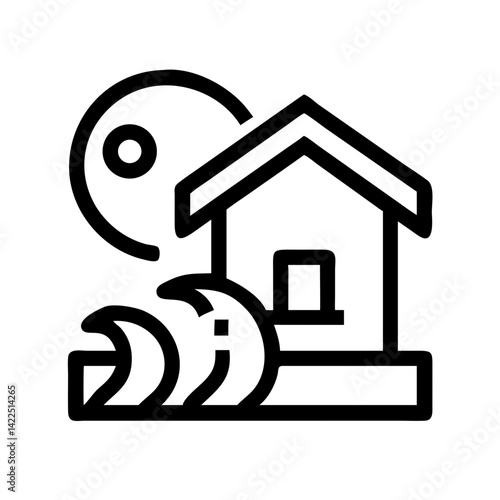 house tsunami glyph flat vector icon