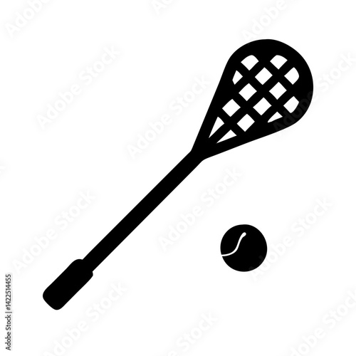 lacrosse stick ball glyph flat vector icon