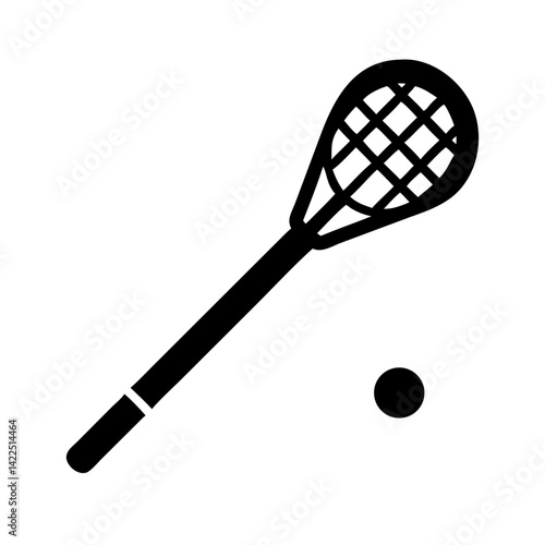 lacrosse stick ball glyph flat vector icon