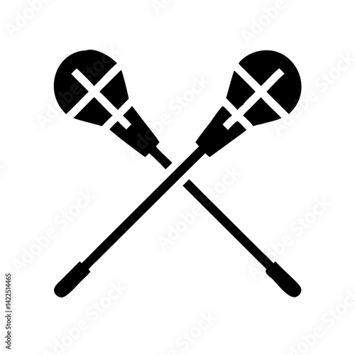 lacrosse stick glyph flat vector icon