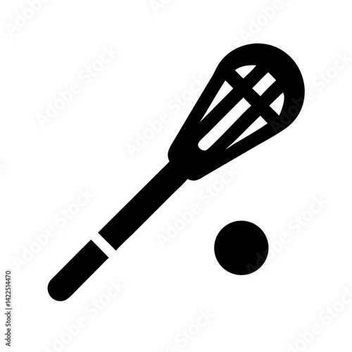 lacrosse stick ball glyph flat vector icon