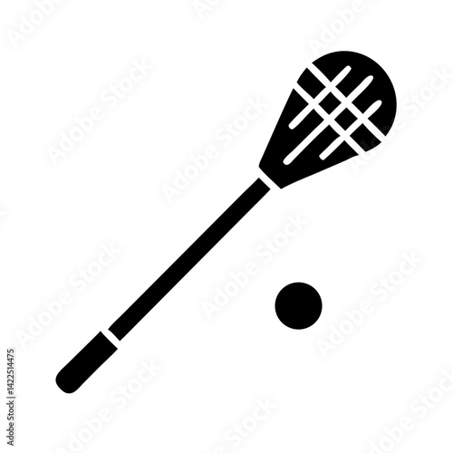 lacrosse stick ball glyph  flat vector icon