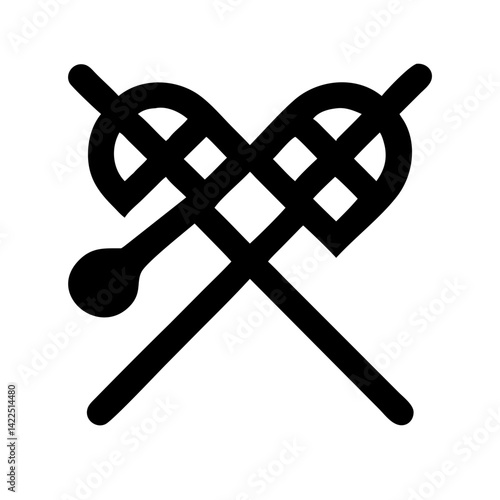 lacrosse stick glyph flat vector icon