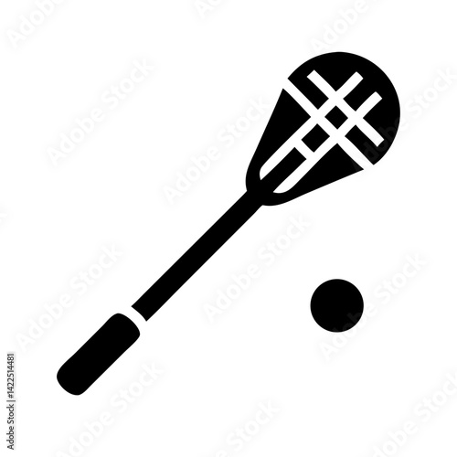 lacrosse stick ball glyph flat vector icon