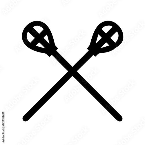 lacrosse stick glyph flat vector icon