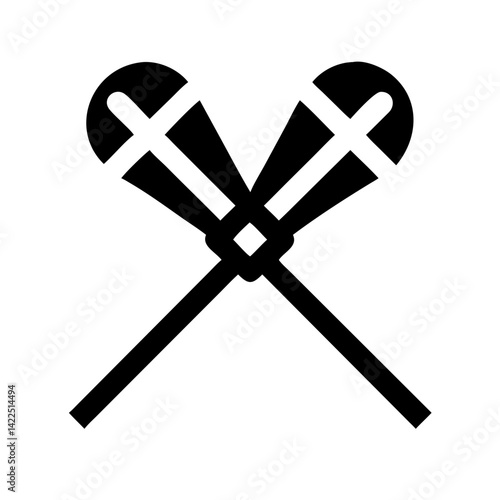 lacrosse stick glyph flat vector icon