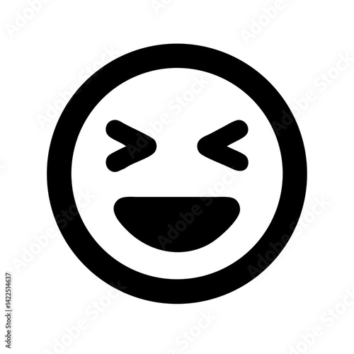 laugh squint glyph  flat vector icon