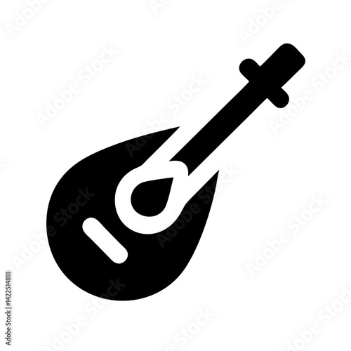 mandolin glyph  flat vector icon