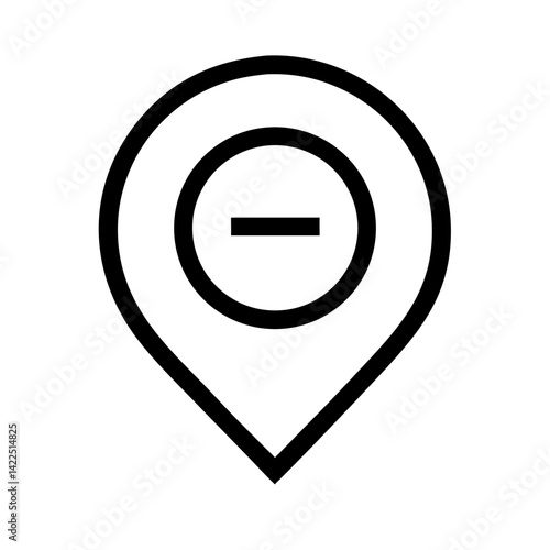 map marker minus glyph flat vector icon