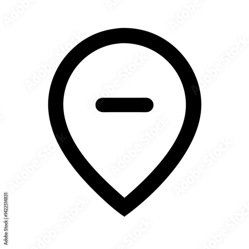 map marker minus glyph flat vector icon