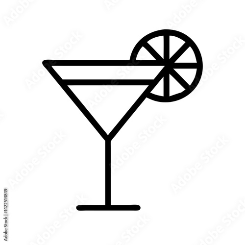 martini glass citrus glyph flat vector icon