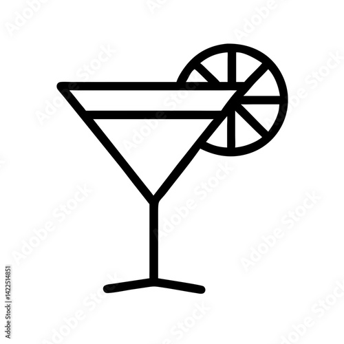 martini glass citrus glyph flat vector icon