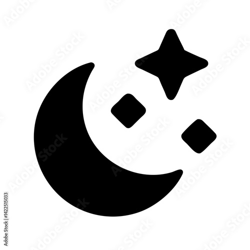 moon stars glyph  flat vector icon