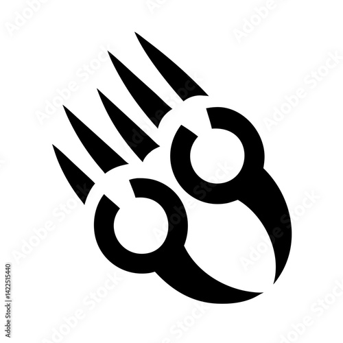 paw claws glyph flat vector icon
