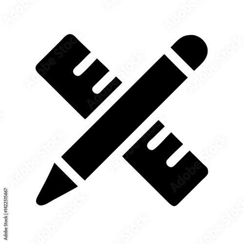 pencil ruler glyph  flat vector icon